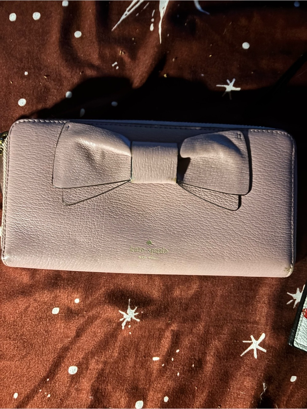 kate spade Dusty Pink Bow Leather Zip Wallet